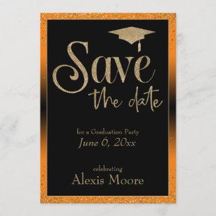 Save the Date for a Graduation Party Gold & Orange Invitation