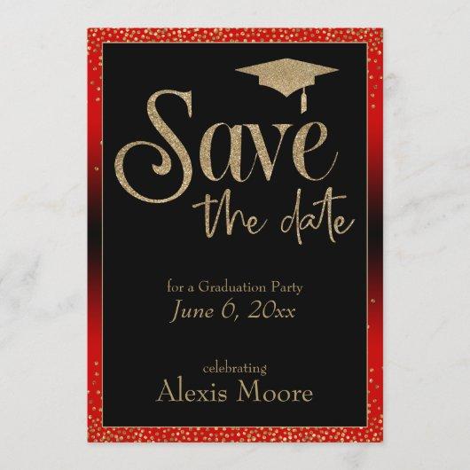 Save the Date for a Graduation Party Gold & Red Invitation