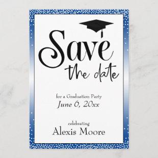 Save the Date for Graduation Party Black on Blue Invitation