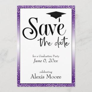 Save the Date for Graduation Party Black on Purple Invitation