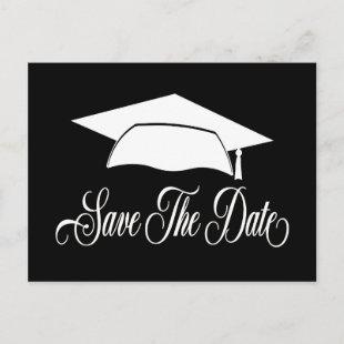 Save The Date Graduation Black White School Announcement Postcard