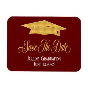 Save The Date Graduation Faux Gold Grad Announcemt Magnet