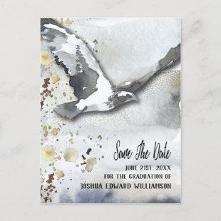 Save The Date Graduation Flying Bird Modern Announcement Postcard