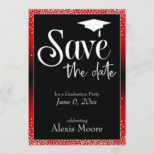 Save the Date Graduation Party Bright Red Ombre Invitation
