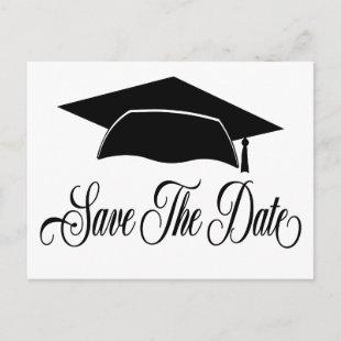Save The Date Graduation -Simple Black White Announcement Postcard