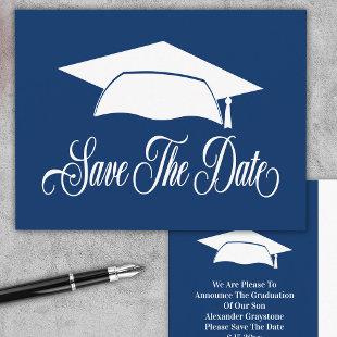Save The Date Graduation -Simple Blue School Announcement Postcard
