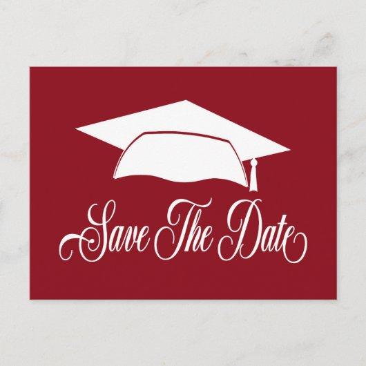 Save The Date Graduation -Simple Red White School Announcement Postcard