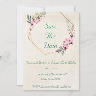 Save The Date - Green Floral Design -   Invitation
