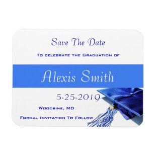 Save the Date Magnets - Blue Graduation Cap