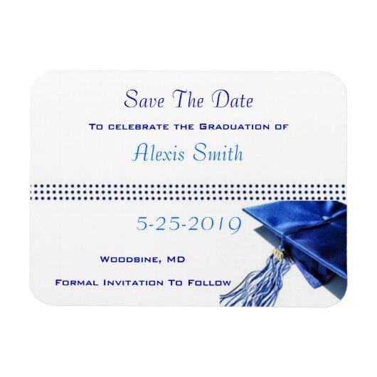 Save the Date Magnets - Blue Graduation Cap