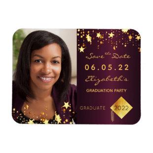 Save the Date photo graduation party 2022 burgundy Magnet