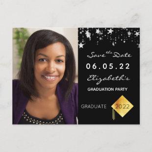 Save the Date photo graduation party 2023 black Postcard