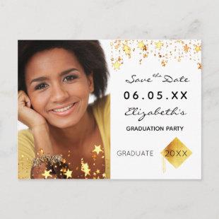 Save the Date photo graduation party 2023 white Postcard