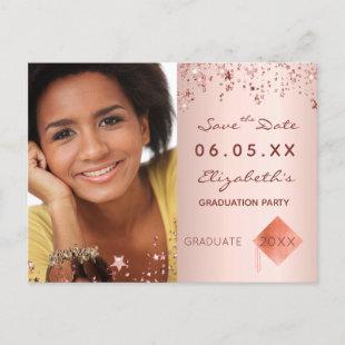 Save the Date photo graduation party blush 2023 Postcard