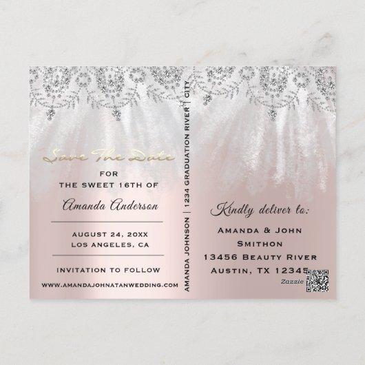 Save The Date Photo Gray 16th 15th Bridal Shower Postcard