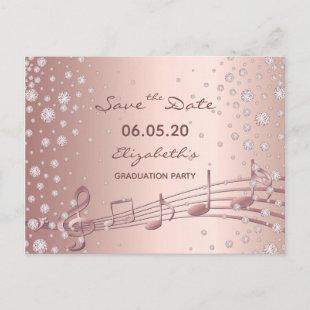 Save the Date rose gold glam graduation party 2021 Postcard