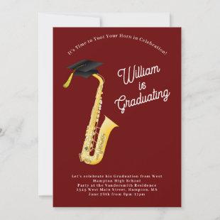 Saxophone Musician Graduation Party Music Invitation