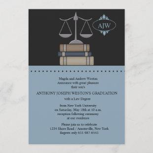 Scale of Justice Blue, Law School Invitation