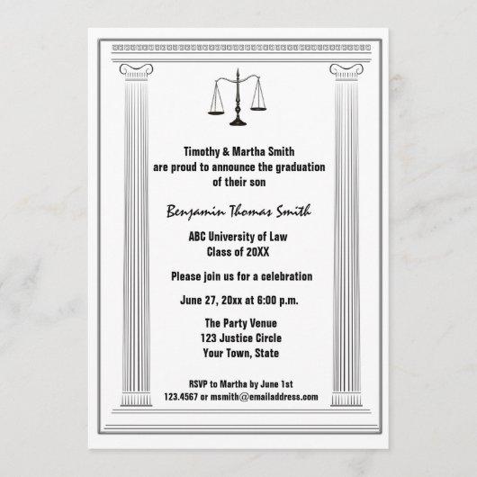 Scales, Columns, Law Graduate Annoucement Invitation