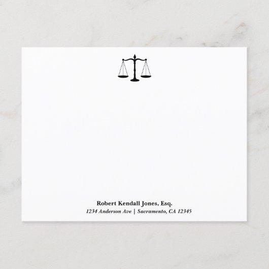 Scales of Justice Black Lawyer Attorney Stationery Invitation