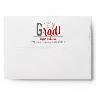 Scarlet and Gray Graduation Cap Envelope