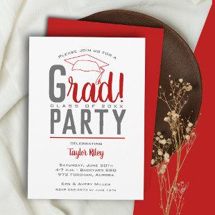 Scarlet and Gray Graduation Party Invitation