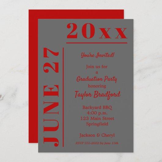 Scarlet and Gray Graduation Party Invitations