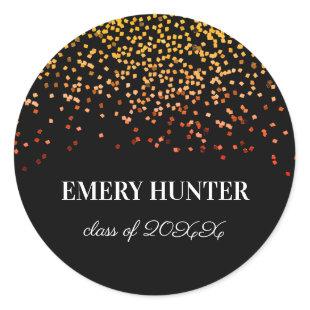 Scattered Glitter Gold and Orange Classic Round Sticker