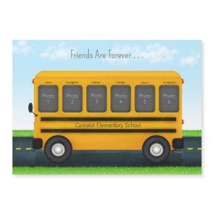 School Bus 6 Photo Frame Custom Best Friends Magnetic Invitation