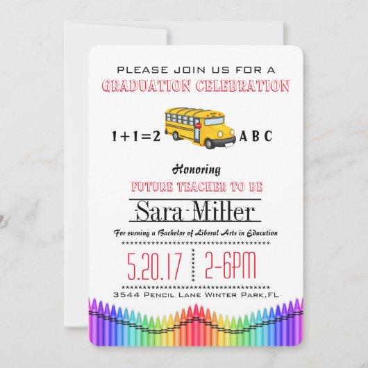 School Bus Teacher Graduation Invitation