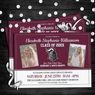 School Colors Burgundy and White Graduation Party Invitation