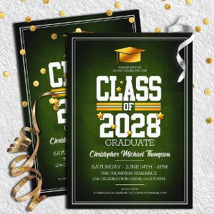 School Colors Green | Yellow Graduation Party Invitation