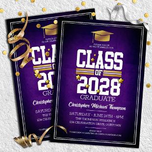 School Colors Purple | Gold Graduation Party Invitation