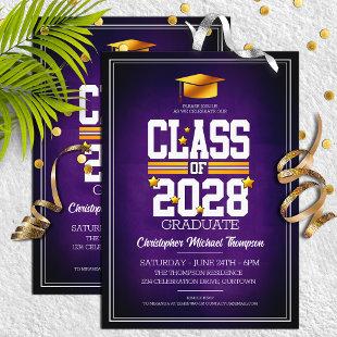 School Colors Purple | Yellow Graduation Party Invitation