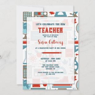 School Elements Teacher Graduation Party Invites