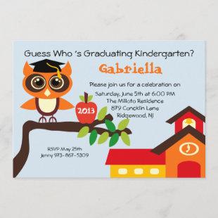 School House Wise Owl Kids Graduation Invitation