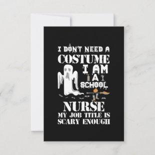School Nurse Halloween Costume Scary Funny Boo RSVP Card