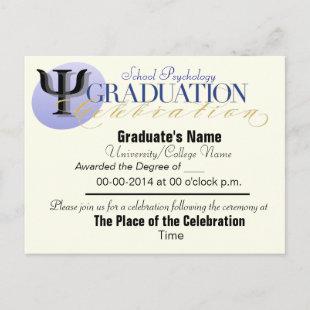 School Psychology Graduation Announcement Postcard