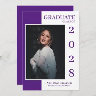 Script Formal Purple with Photo Graduation Invitation