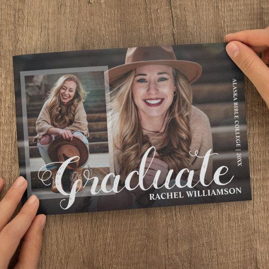 Script Graduate 2 Modern Photo Collage Graduation Announcement