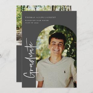 Scripted Graduation Arched Frame Photo Invitation