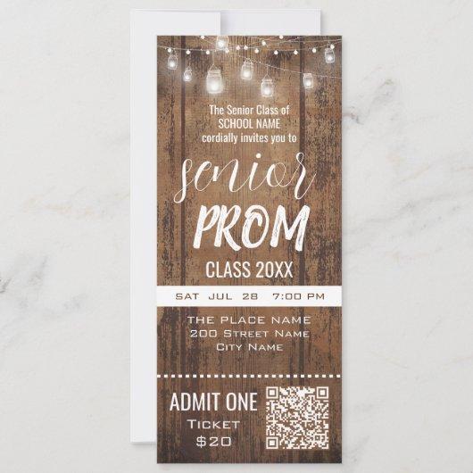 Senior Prom Rustic Ticket Party Invitation