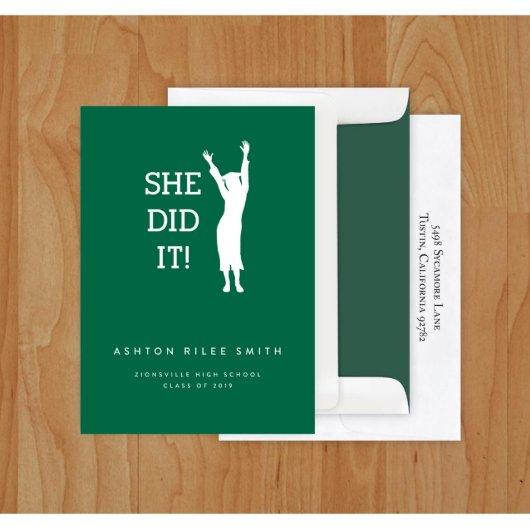 Set of 24 She Did It! Graduation Announcements
