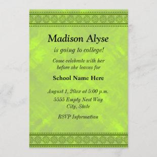 Shadesof Green Floral Design Off To College Invite