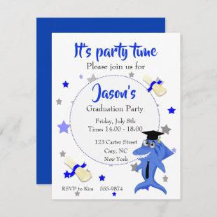 Shark graduation party invitation