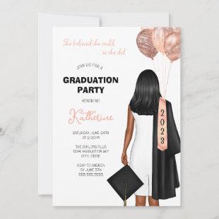 She Believed She Could Girl Graduation Party Invitation
