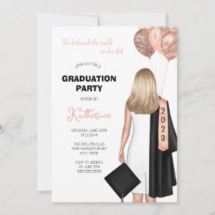 She Believed She Could Girl Graduation Party Invitation