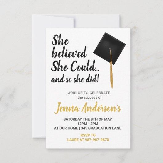 She believed She Could Graduation Invitation