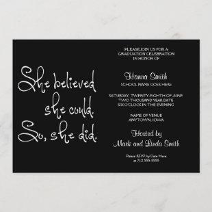 She Believed She Could Graduation Invitation