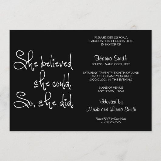 She Believed She Could Graduation Invitation